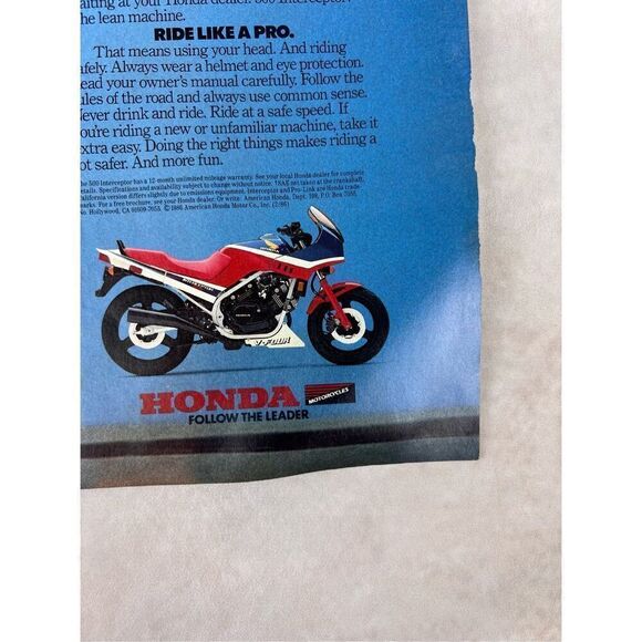 Vintage 1985 Honda Motorcycle Print-Ad - Picture 4 of 6